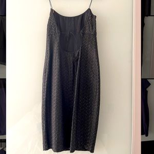 Black spaghetti strap dress with stitching & tie in back